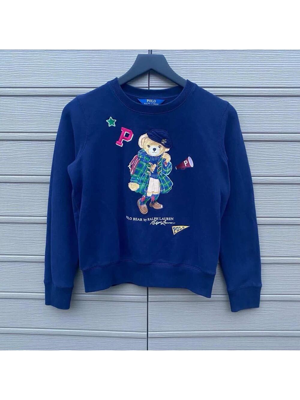 Polo Ralph Lauren Polo Bear Girls Crew Neck Sweatshirt Kids Size XL (16) Navy
